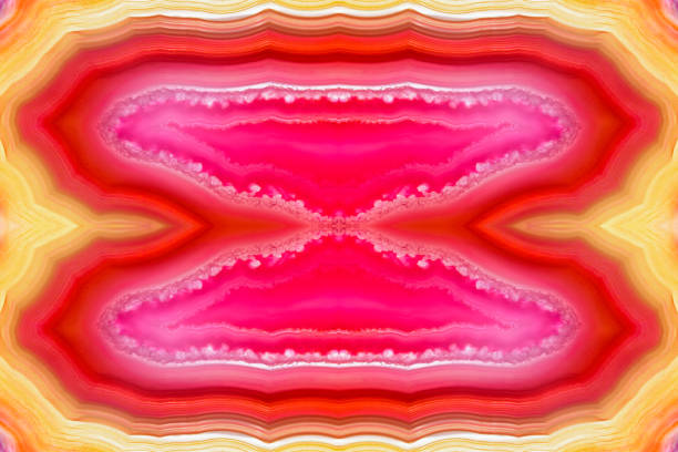 Red orange agate slice striped mineral abstract background