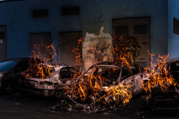 istock Burning car Fire suddenly started engulfing all the car 1157318574