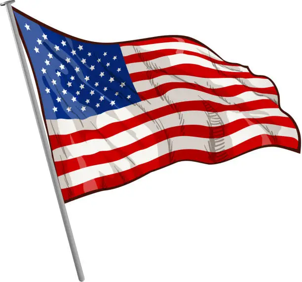Vector illustration of retro american flag