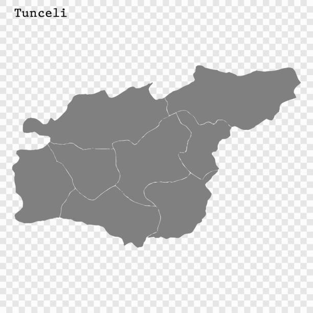 ÐÐ»Ñ ÐÐ½ÑÐµÑÐ½ÐµÑÐ° High Quality map of Tunceli is a province of Turkey, with borders of the Districts tunceli stock illustrations
