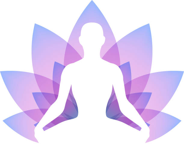 istock Meditating human in lotus pose. Yoga illustration. 1157322785