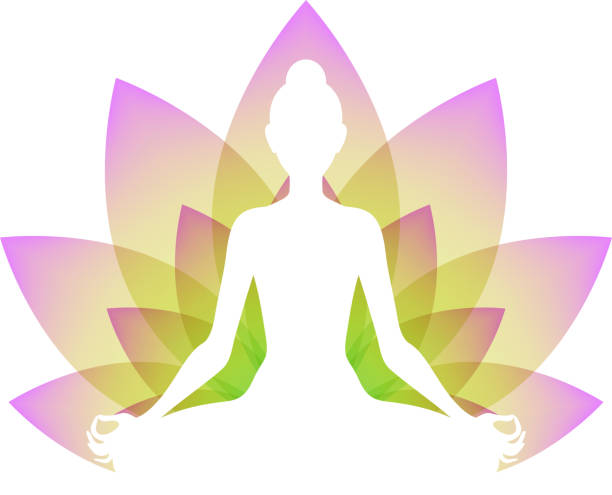 istock Meditating woman in lotus pose. Yoga illustration. 1157322877