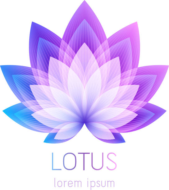 ilustraciones, imágenes clip art, dibujos animados e iconos de stock de hermoso símbolo de flor de loto. - lotus