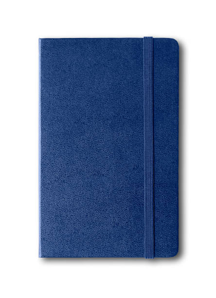 cuaderno cerrado azul marino aislado en blanco - note pad leather diary book fotografías e imágenes de stock