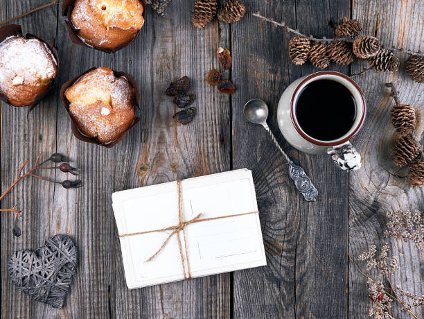 istock ceramic mug with black coffee, gray wooden table 1157329832