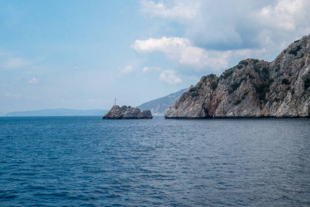 Beautiful coastline with mountains and rocks in Greece