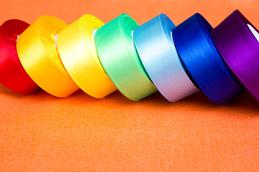 Rolls of satin ribbons multicolored - for hobbies, crafts
