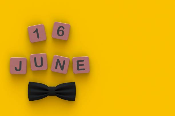 istock Happy Father’s Day message with bow tie on yellow background, Top view with copy space, 3d rendering 1157334179
