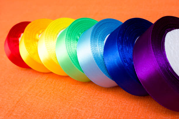 Rolls of satin ribbons multicolored - for hobbies, crafts