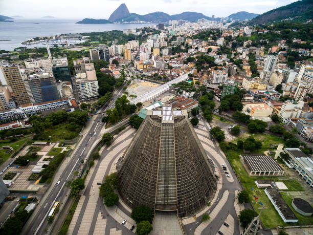 вид с воздуха на центр рио-де- - rio de janeiro avenue downtown district panoramic стоковые фото и изображения