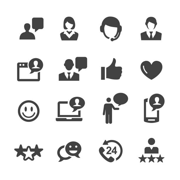 고객 서비스 아이콘 - acme 시리즈 - satisfaction computer icon customer service representative symbol stock illustrations