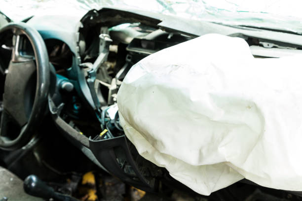 istock Car interior damaged by traffic accident 1157350306