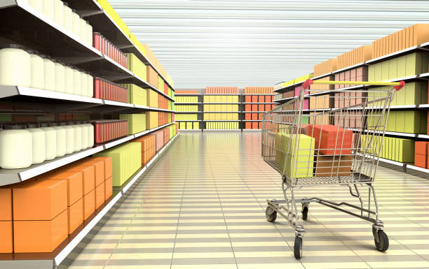 istock a shopping cart inside a supermarket. 1157353288
