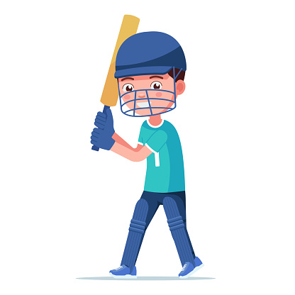 Boy Cricket Player Standing Holding A Bat Stock Illustration - Download  Image Now - Cricket Player, Boys, Teenage Boys - iStock