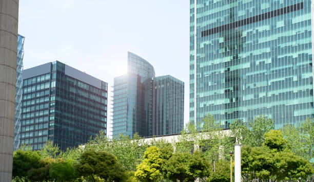 istock Contemporary architectural office building, urban landscape, personal perspective, 1157357332