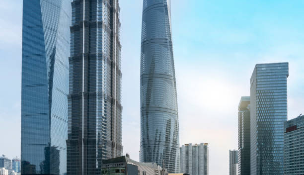 istock Contemporary architectural office building, urban landscape, personal perspective, 1157357425