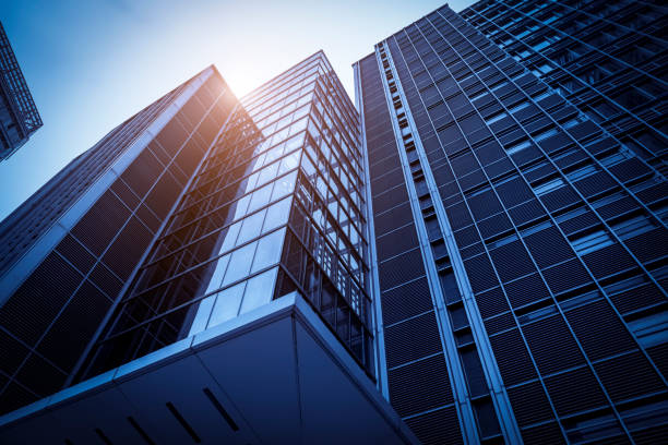 istock Contemporary architectural office building, urban landscape, personal perspective, 1157358531