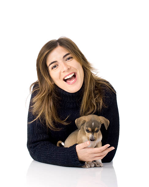 istock Woman with a puppy 115735857