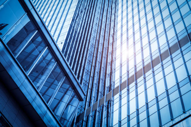 istock Contemporary architectural office building, urban landscape, personal perspective, 1157359843