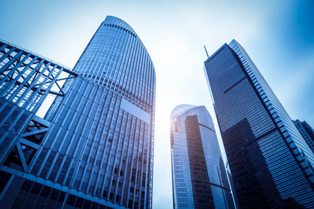 istock Contemporary architectural office building, urban landscape, personal perspective, 1157359974