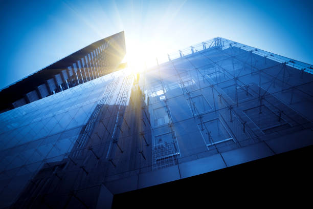 istock Contemporary architectural office building, urban landscape, personal perspective, 1157360452