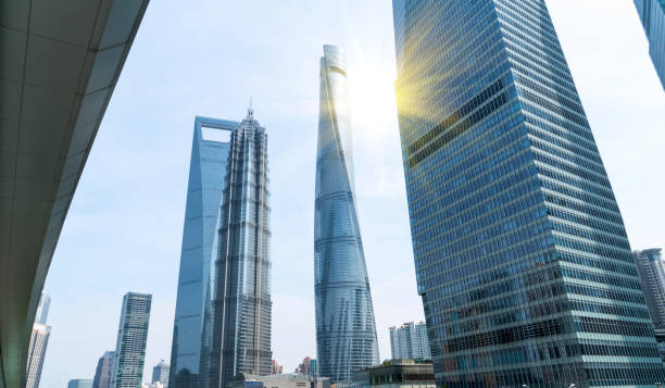 istock Contemporary architectural office building, urban landscape, personal perspective, 1157362034