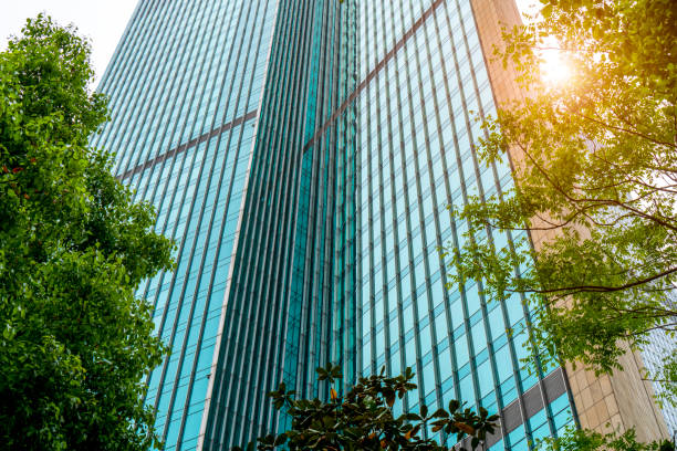istock Contemporary architectural office building, urban landscape, personal perspective, 1157362542