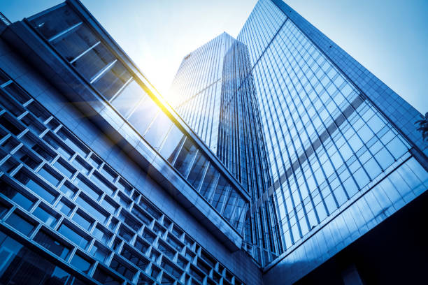 istock Contemporary architectural office building, urban landscape, personal perspective, 1157362584