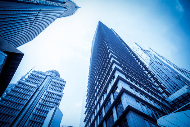 istock Contemporary architectural office building, urban landscape, personal perspective, 1157362770
