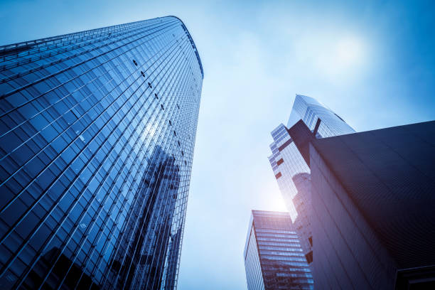 istock Contemporary architectural office building, urban landscape, personal perspective, 1157363741