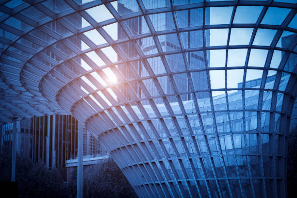 istock Contemporary architectural office building, urban landscape, personal perspective, 1157364131