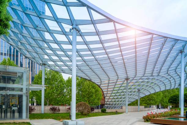 istock Contemporary architectural office building, urban landscape, personal perspective, 1157364142