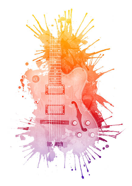 エレキギター - guitar illustration and painting abstract pattern点のイラスト素材／クリップアート素材／マンガ素材／アイコン素材