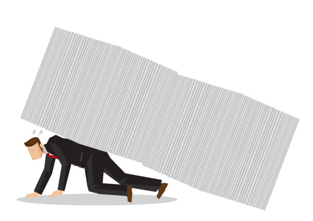 istock Pile of papers or documents falling on top of a businessman. Metaphor of work stress. Concept of overwork, overload and corporate problem. Isolated vector illustration. 1157366828