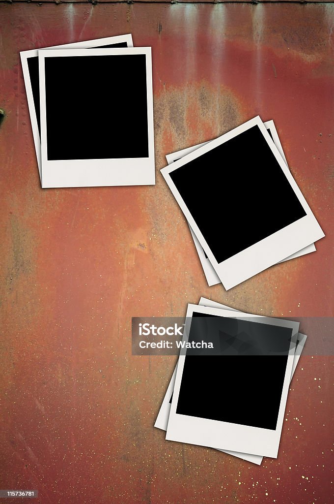 Tres fotografías en blanco sobre fondo de Metal - Foto de stock de Borde libre de derechos