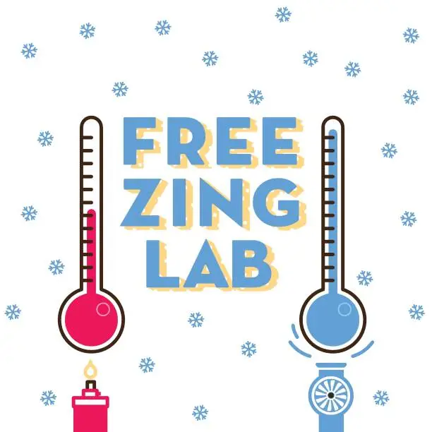 Vector illustration of freezing lab typography