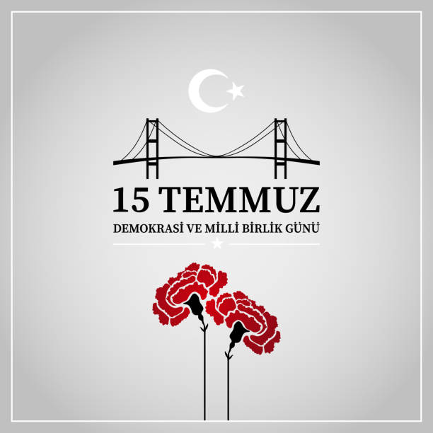 ilustrações de stock, clip art, desenhos animados e ícones de 15 temmuz demokrasi ve milli birlik günü. translation from turkish : july 15 the democracy and national unity day. - golpe de estado