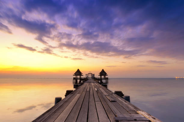 istock Wooden pier between sunset in Phuket 1157373374