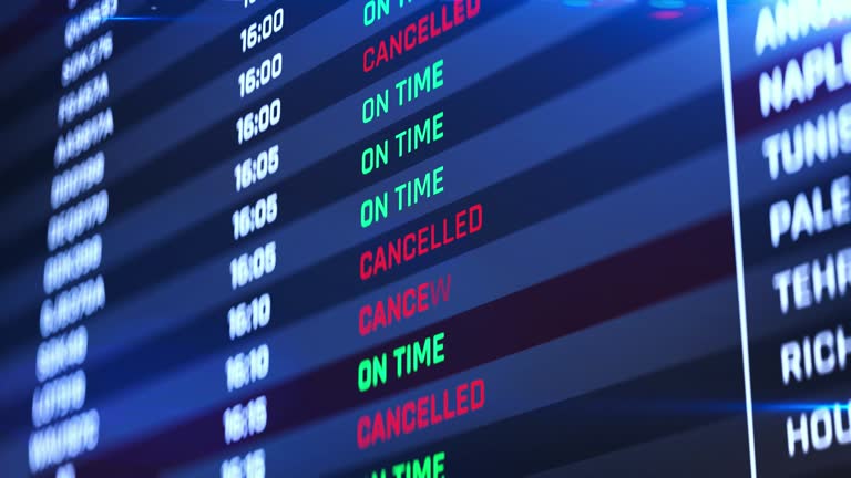 Flight status change to canceled, airport emergency, terminal schedule changing