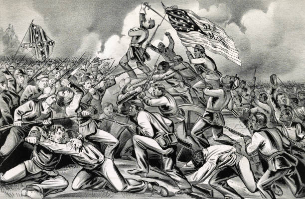 the charge of the 54th massachusetts infantry regiment, 1863 - colonel stock-grafiken, -clipart, -cartoons und -symbole