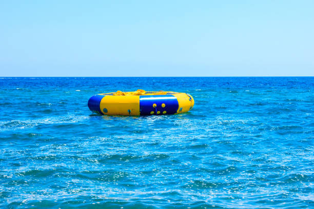 Large rubber ring in the sea. Fun in Mediterranean