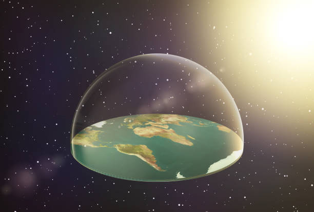 宇宙の平らな地球 - three dimensional shape continents bright blue ストックフォトと画像