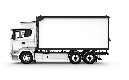 White Truck On A Grey Background Stock Photo - Download Image Now -  Backgrounds, Box - Container, Business - iStock