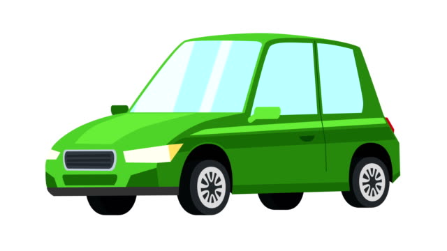 Cartoon isolated green auto car flat animation side view