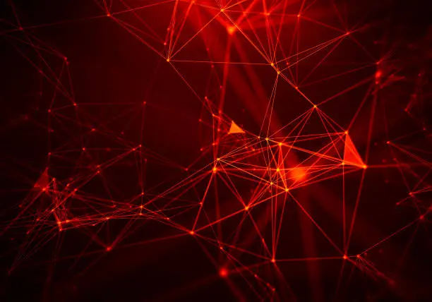 Photo of Abstract Red Geometrical Background ..Futuristic technology style. Neon Sign . Futuristic Technology HUD Element . Elegant Abstract background . Big data visualization .