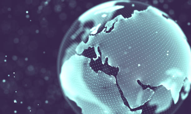 istock Data technology abstract futuristic illustration . Low poly shape with connecting dots and lines on dark background. 3D rendering . Big data visualization . 1157388696