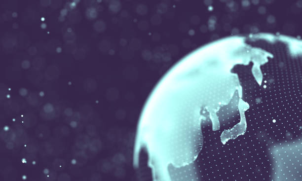 istock Data technology abstract futuristic illustration . Low poly shape with connecting dots and lines on dark background. 3D rendering . Big data visualization . 1157388718