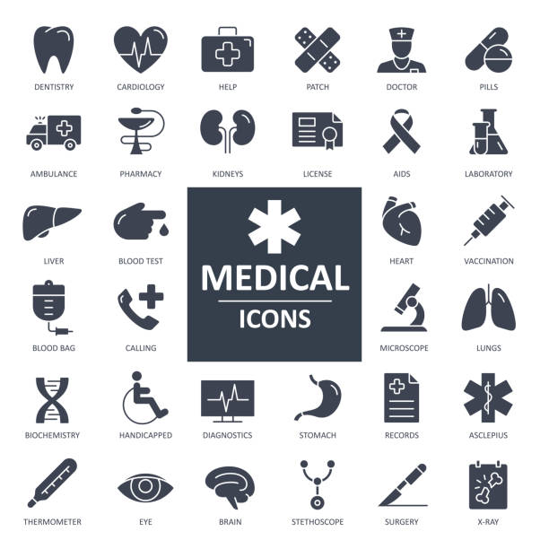 x 선 아이콘 - 굵은 단색 검은 색 스타일 벡터. 건강 및 의학 - brain surgery healthcare and medicine brain surgery stock illustrations