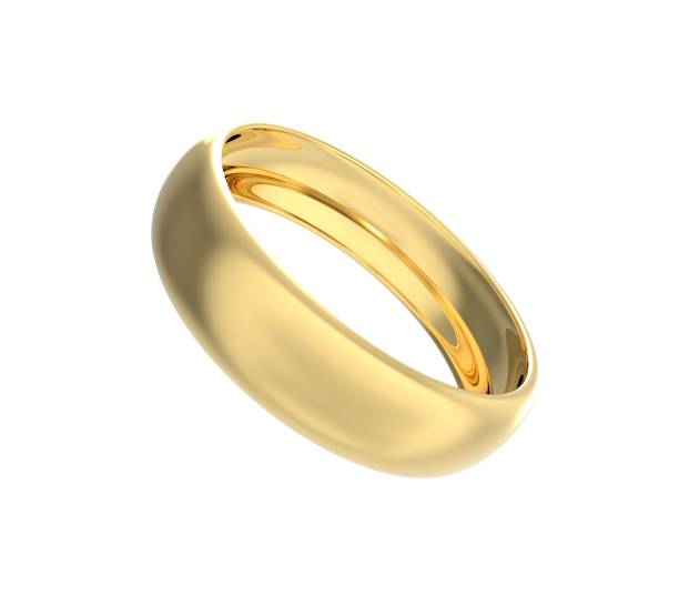 oro alianza anillo 3d renderizado - anillo fotografías e imágenes de stock