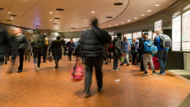 Time-lapse: Traveller Pedestrian crowded at Ticket kios gate of Subway metro in Washington DC USA